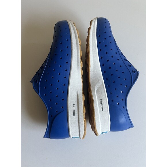 Native Robbie Sugarlite Slip On Shoe Victoria Blue Shell White Size J3 Big Kids - Picture 5 of 9